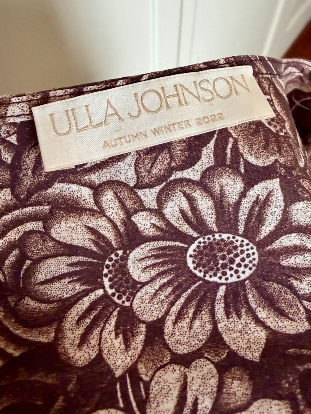 Ulla Johnson Brown Floral Puff-Sleeve Smocked Blouse - Picture 3 of 4